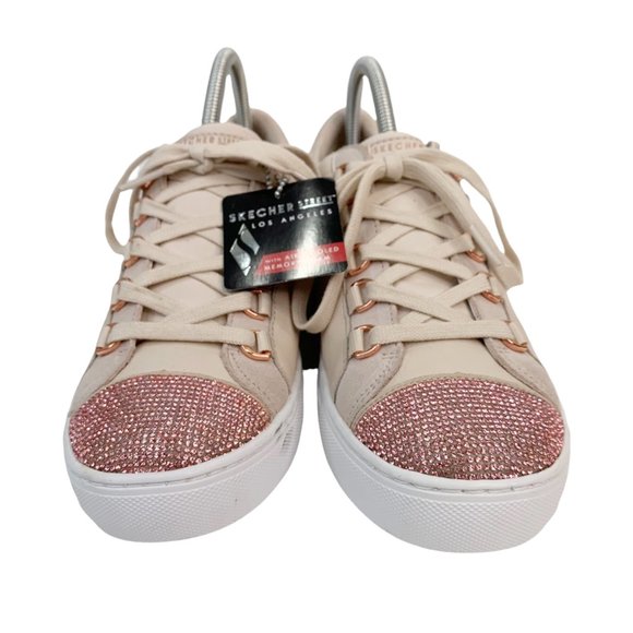 *SOLD* Skechers Street Womens Size 8.5 Los Angeles Pink Sneakers Sparkly Leather - Picture 2 of 15
